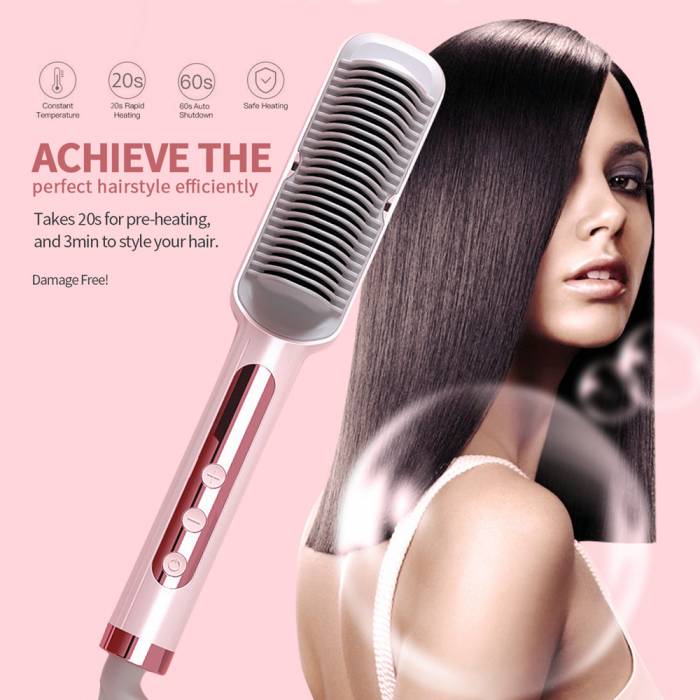 Hot Comb Wet Dry Hair Straightener Comb Electric Curling Straightening Brush Portable Hairdressing Safety